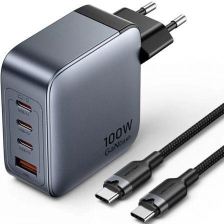 Carregador de Parede VENTION TZ-FETH0-EU (100 W - GaN - Cinzento)