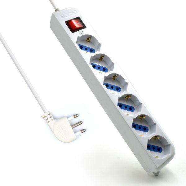 Régua de Alimentação EWENT EW3922-5M (Italiana plana angular - Branco)