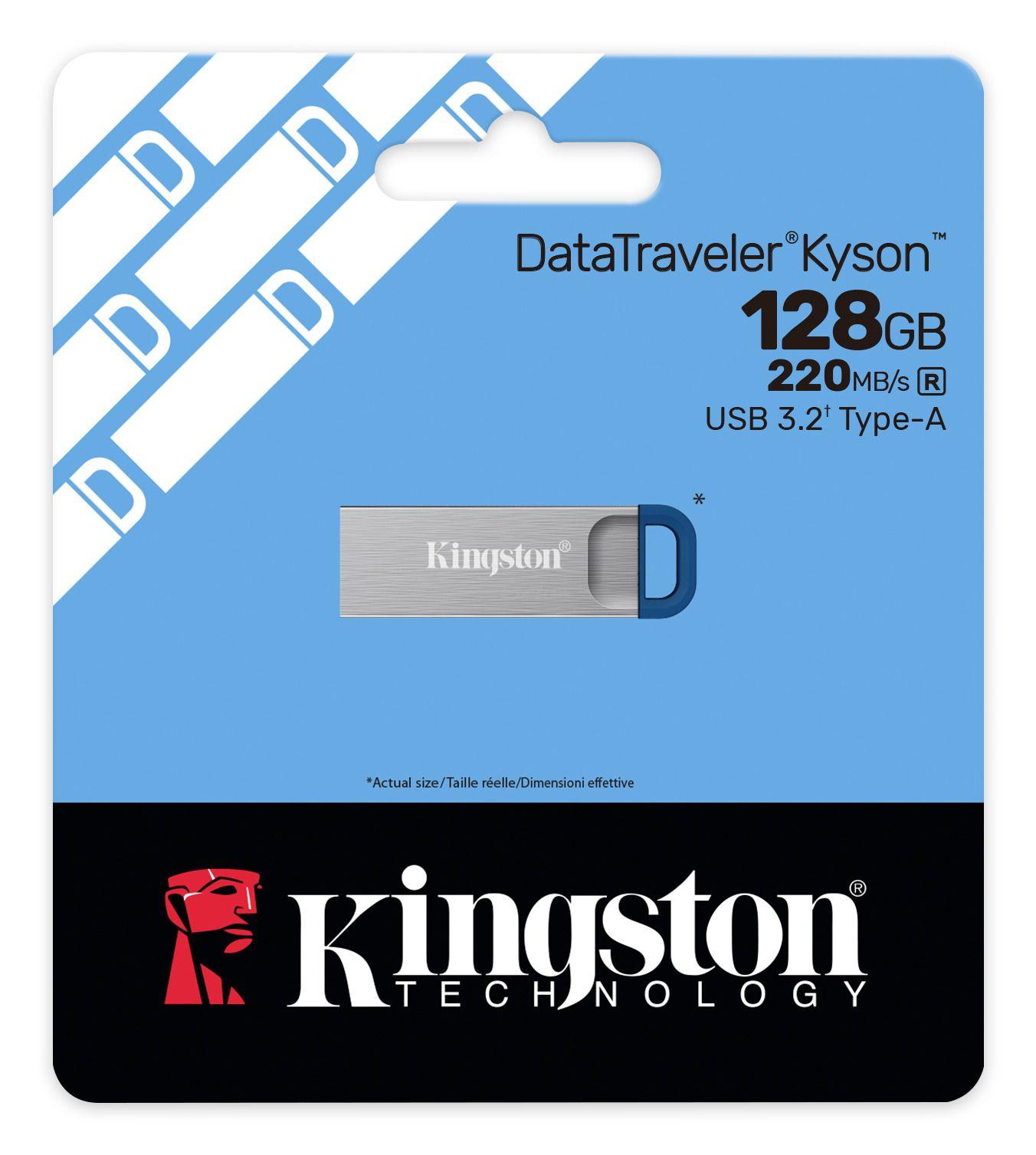 Pen USB KINGSTON DataTraveler Kyson (128 GB - USB Type-A - 3.2 Gen 1 - Aço inoxidável), miniatura 3