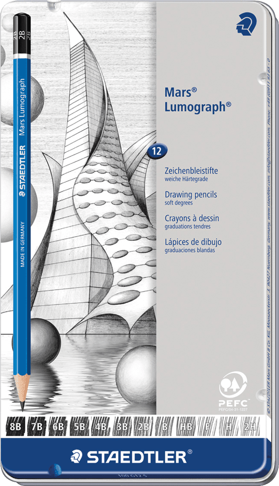 Lápis de Grafite STAEDTLER Mars Lumograph 100 G12 S (12 Unidades - Dureza Sortida)