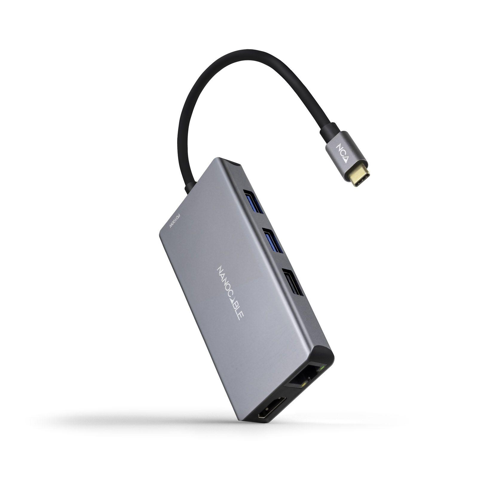 Hub USB-C NANOCABLE 10.16.1009 (0,15 m - Cinzento)