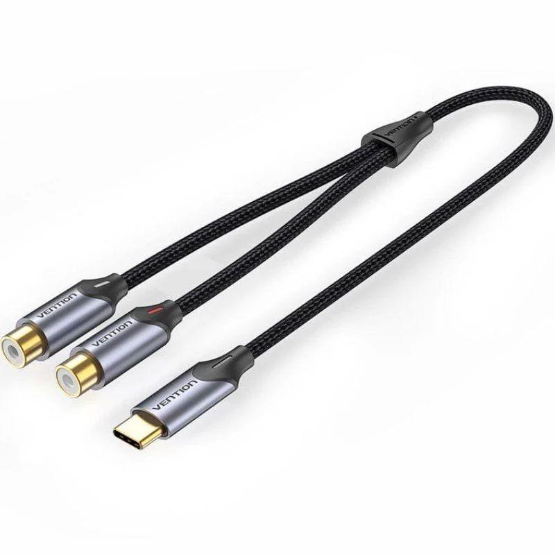 Cabo de Áudio VENTION BGVHD (USB-C Macho para 2x RCA Fêmea - 0,5 m - Cinzento)