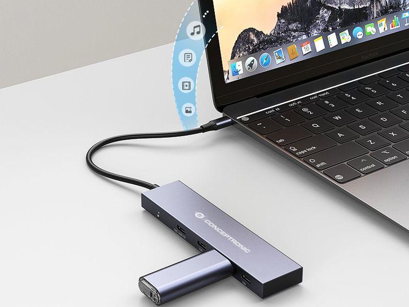 Hub USB-C CONCEPTRONIC HUBBIES14G (0,25 m - Cinzento) — miniatura 6