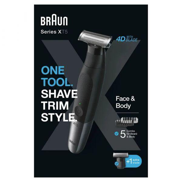Máquina de Barbear e Aparador BRAUN Series X XT5110 (Lâmina Flexível 4D - 45 min - 5+1 acessórios)