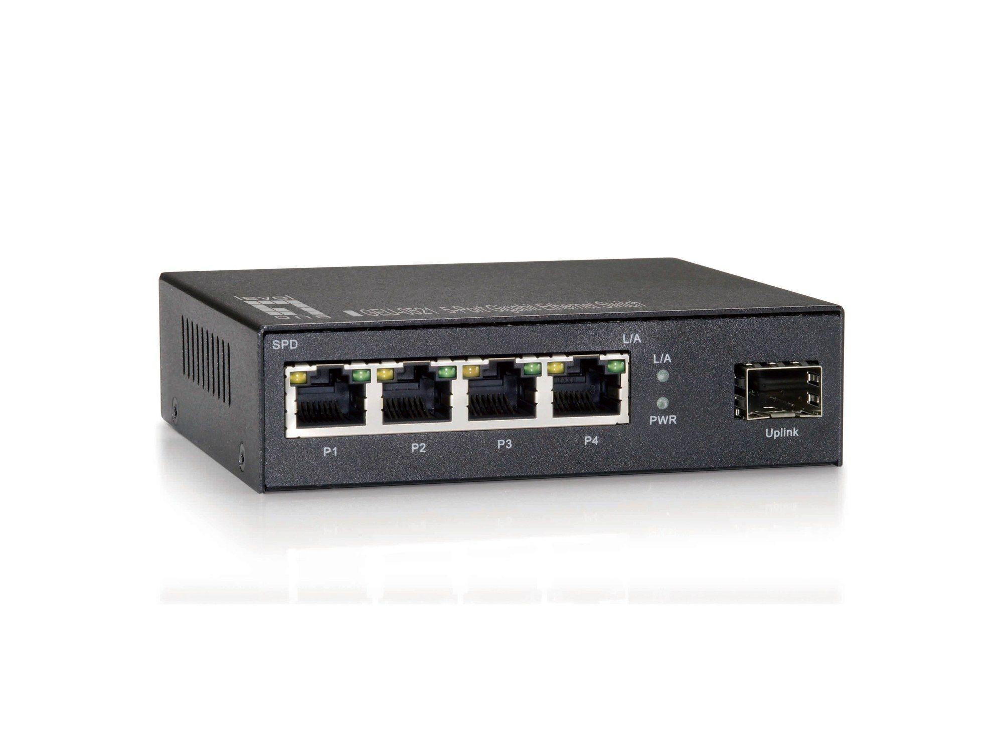 Switch de Rede Não Gerido LEVELONE GEU-0521 (Gigabit Ethernet - 1 MB - 1 Gbit/s - Cinzento)