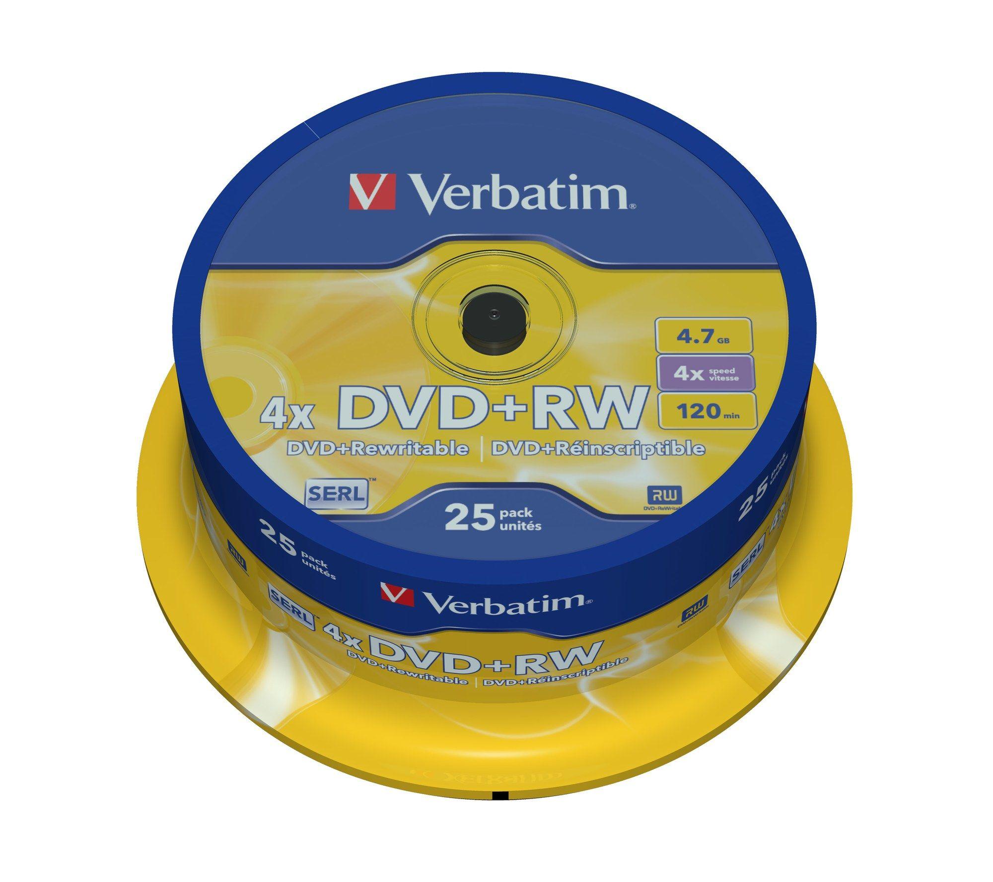 Disco DVD+RW VERBATIM 43489 (Prateado mate)