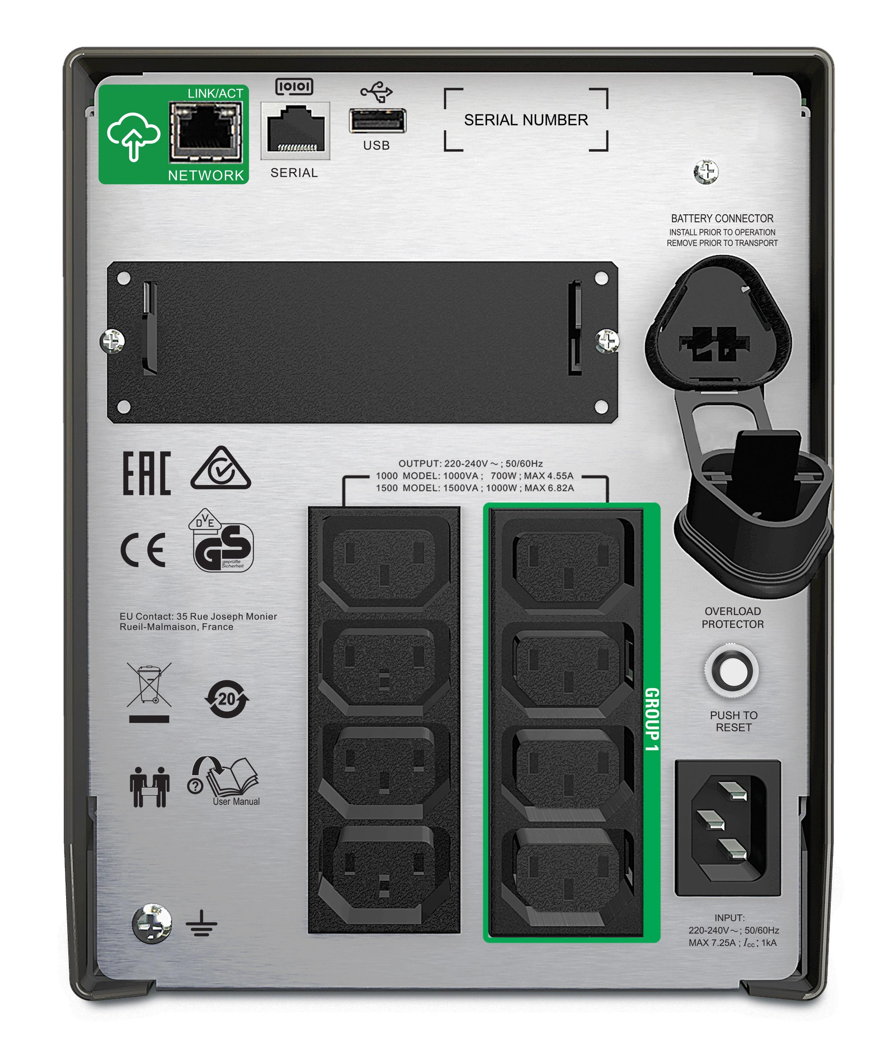 UPS APC SMT1500IC (RS-232, Cabo USB - Acoplador C13, IEC Jumpers - Preto), miniatura 2