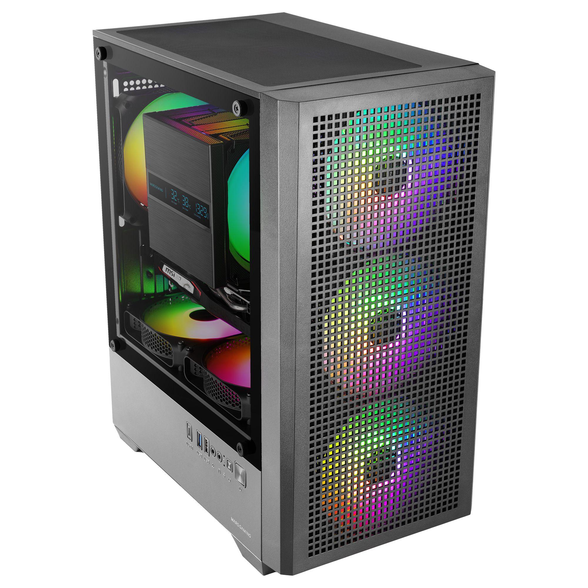 Caixa PC MARS GAMING MC-VECTOR (Micro ATX, Mini-ITX - Mini Tower - ARGB - Preto) — miniatura 3