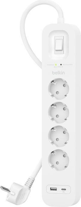 Bloco de Tomadas com Proteção contra Picos de Tensão BELKIN SRB001VF2M-V2 (USB-A e USB-C)