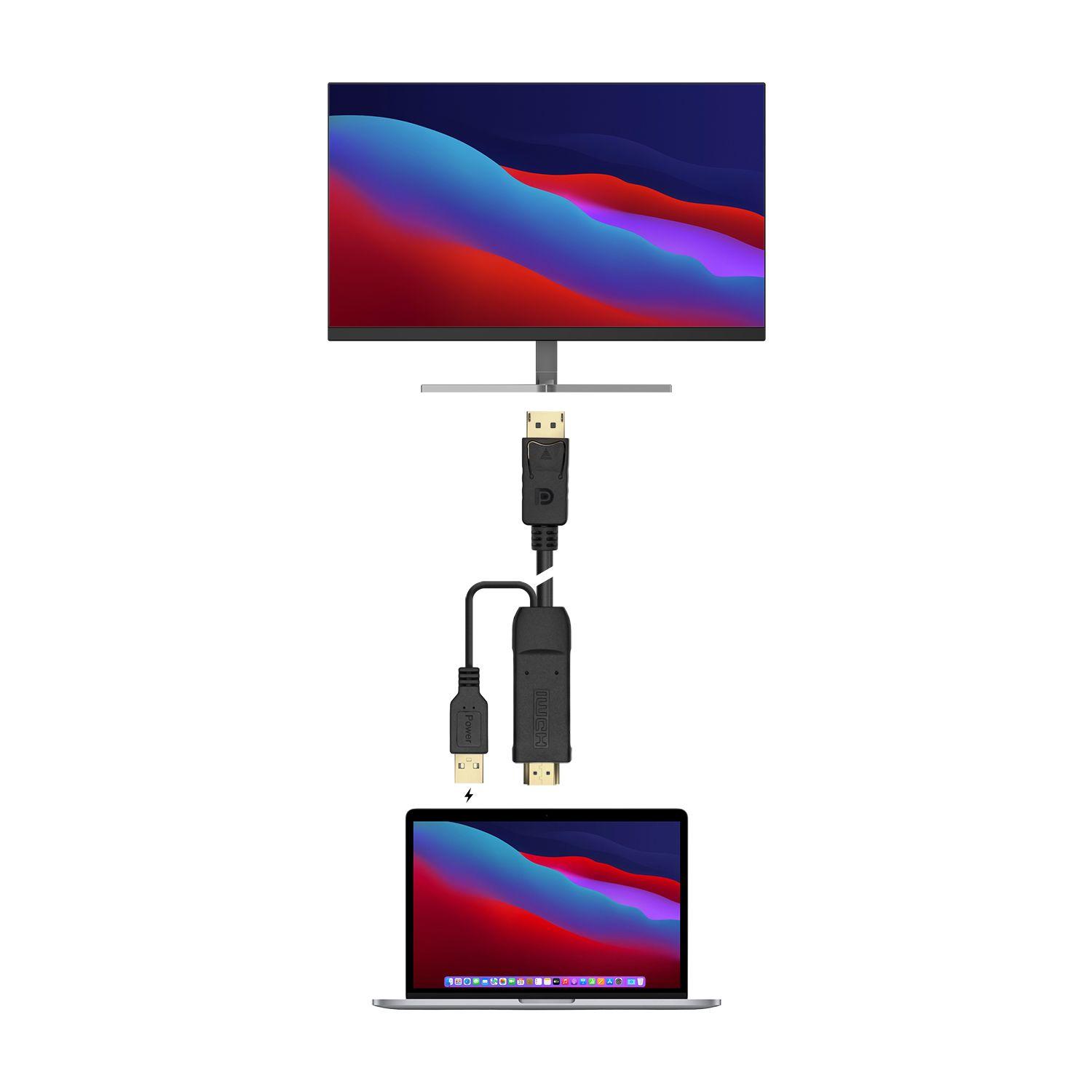 Cabo Conversor Ativo AISENS A122-0641 (1,8 m - DisplayPort + USB Type-A - HDMI Type A - Preto), miniatura 4
