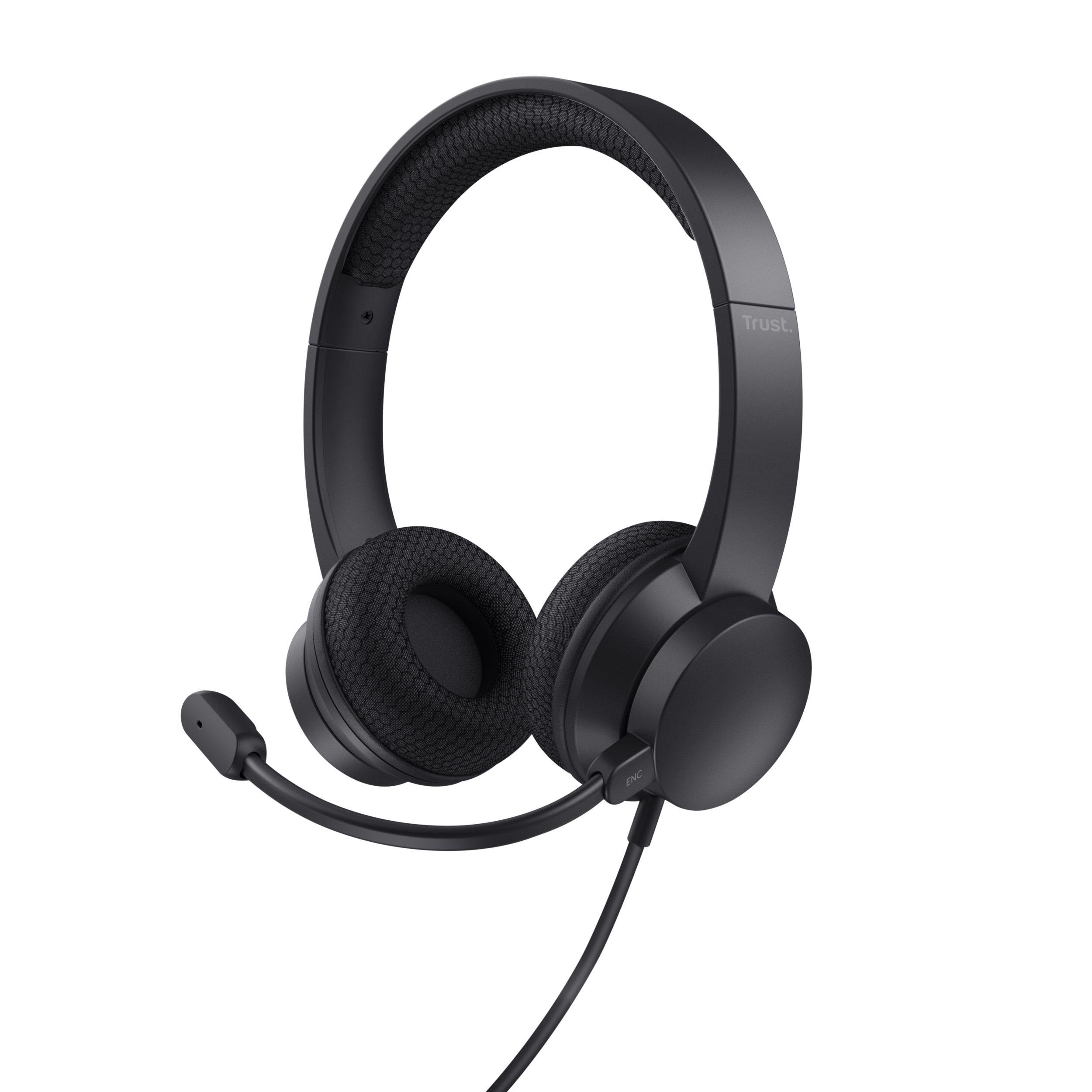 Headset TRUST Ayda USB-ENC (Binaural - Com fios - Supra-aural - Preto)
