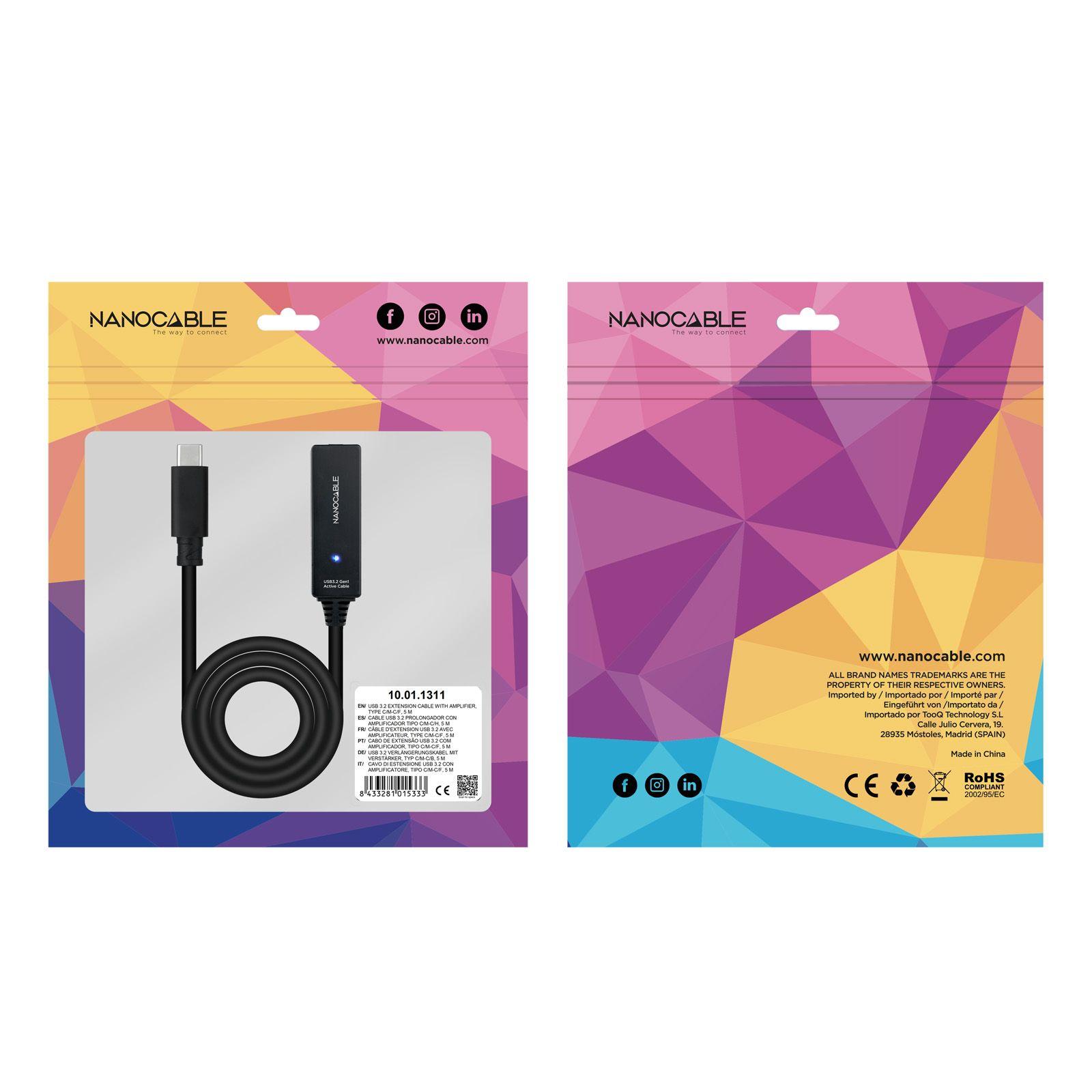 Cabo de Extensão USB-C NANOCABLE 10.01.1311 (5 m - USB C - Preto) — miniatura 6