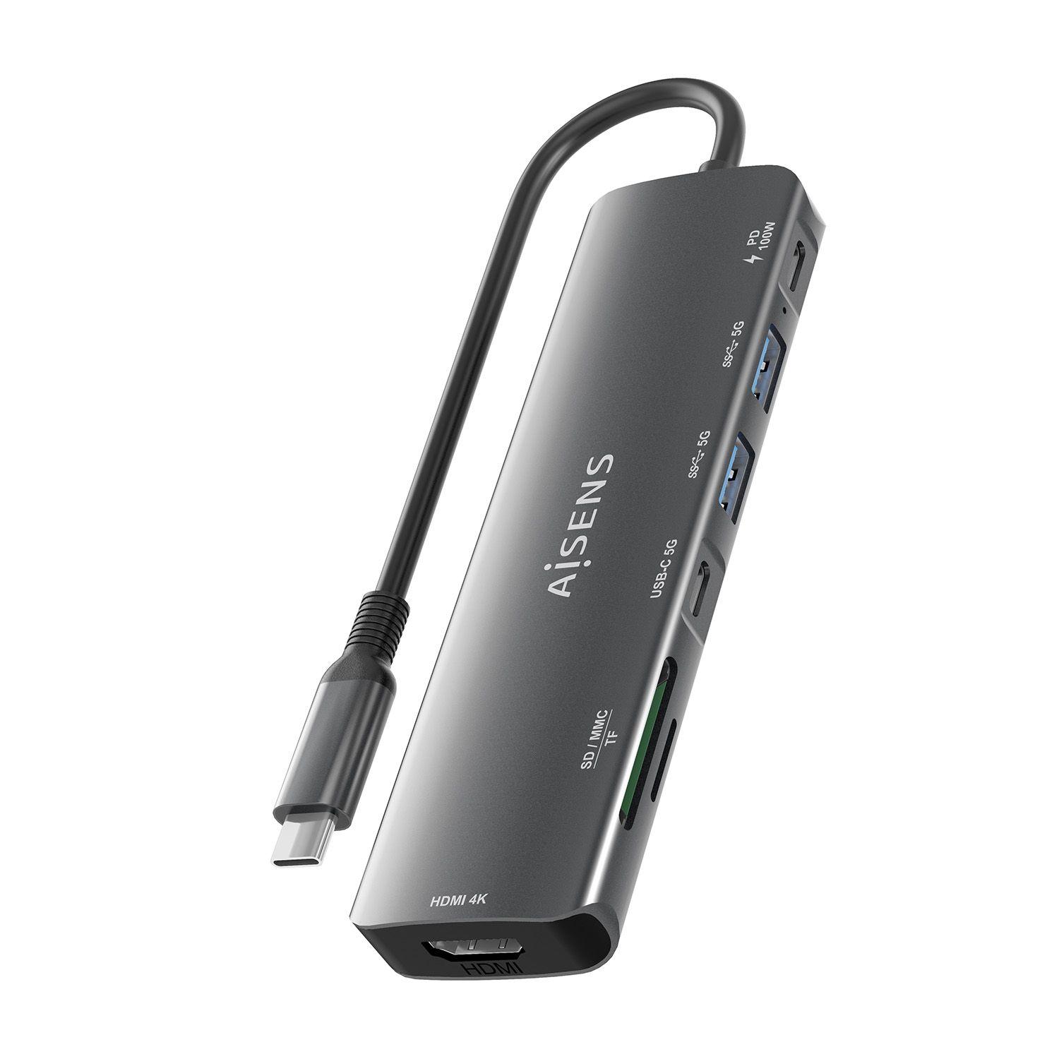 Dock USB-C AISENS ASUC-7P026-GR (0,15 m - Cinzento), miniatura 8