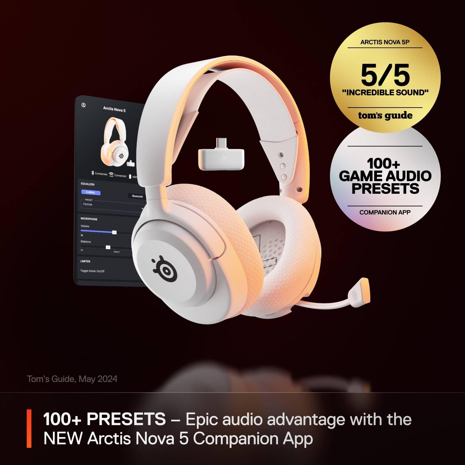 Headset Gaming STEELSERIES Arctis Nova 5 Wireless (Binaural - Sem fios - Supra-aural - Branco) — miniatura 3