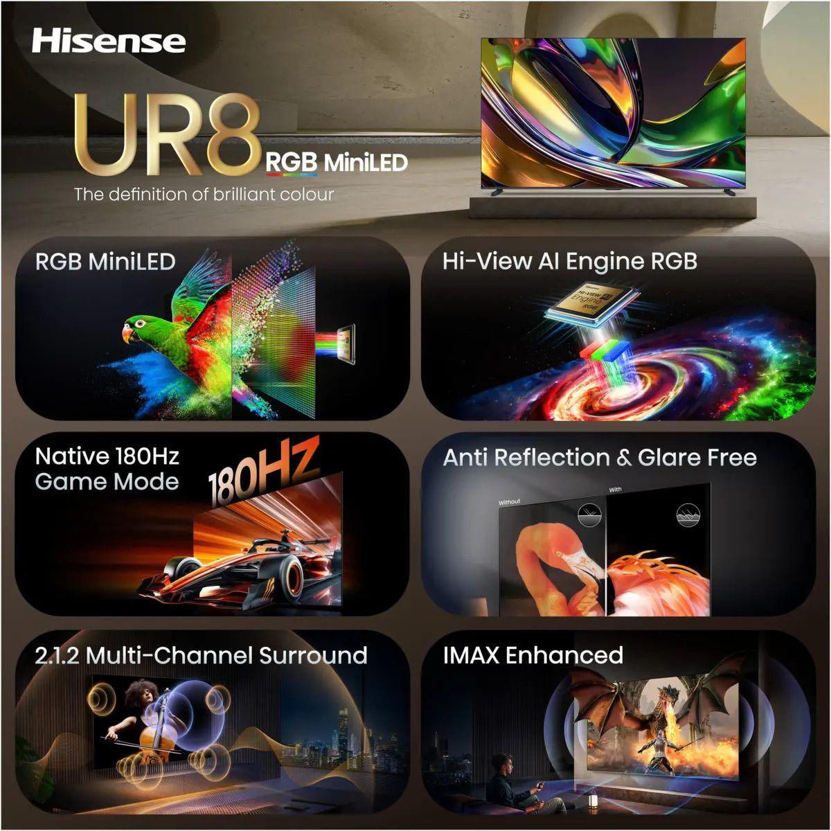 Televisão HISENSE TV 100UR8DS (100" - RGB-Mini LED - 4K Ultra HD - Preto) — miniatura 8