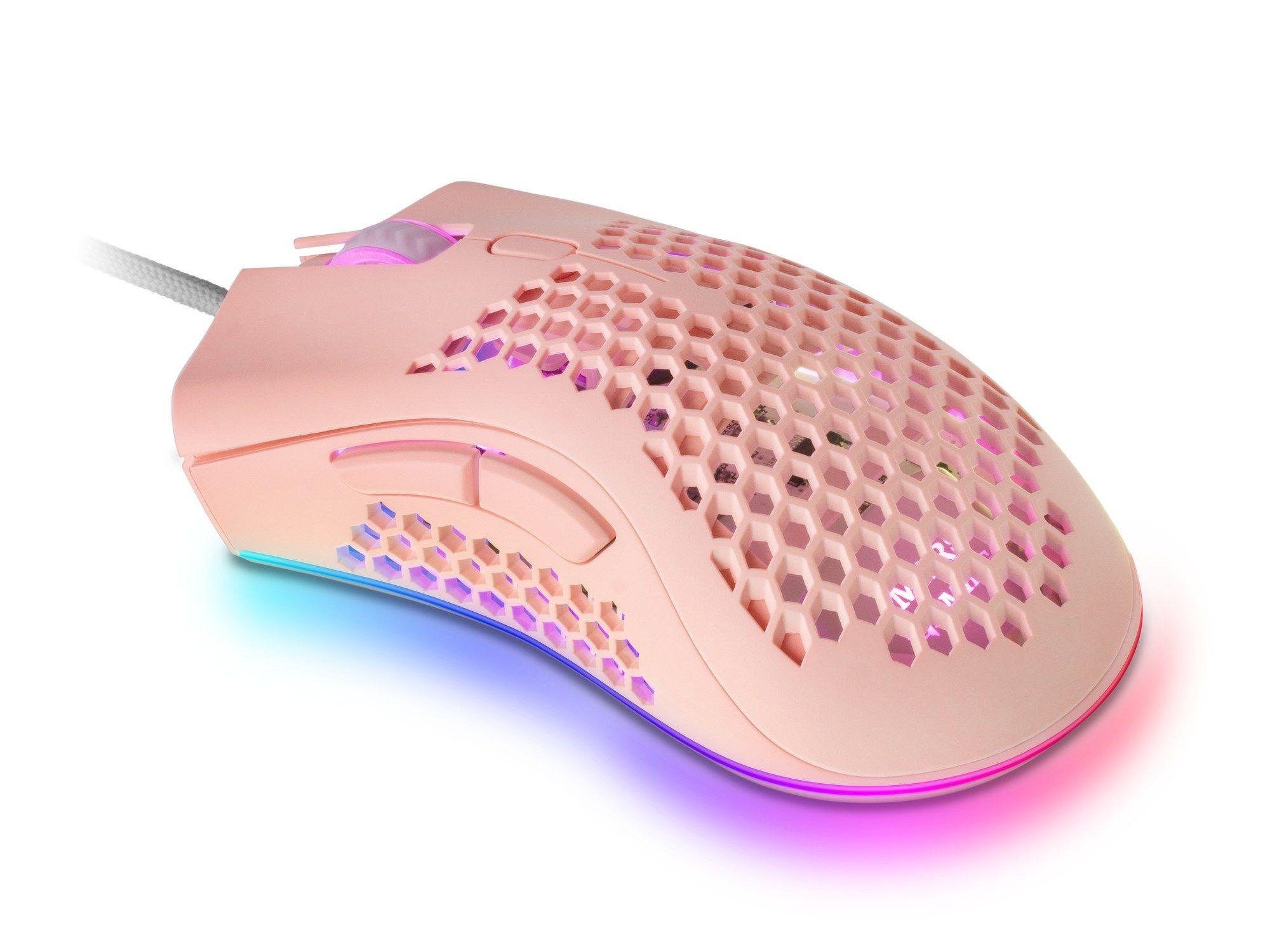 Rato Gaming MARS GAMING MMEXP (Para mão direita - 32000 DPI - Ótico - Rosa)