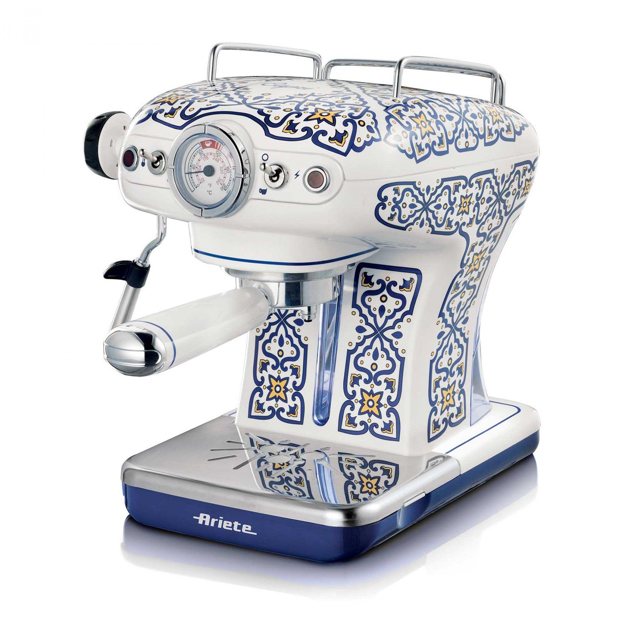 Máquina de Café Expresso Manual ARIETE 1389/1C Capri (Café moído, Doses individuais - 850 W - 15 bar - Branco e Azul-claro)