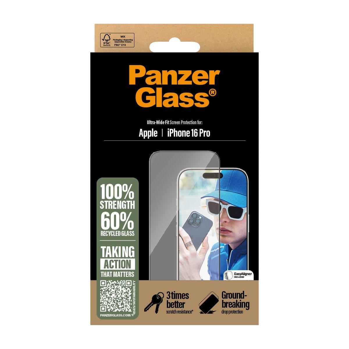 Protetor de Ecrã de Vidro Temperado PANZERGLASS 2862 (Apple iPhone 16 Pro - 6,3" - Apple - Transparente), miniatura 3