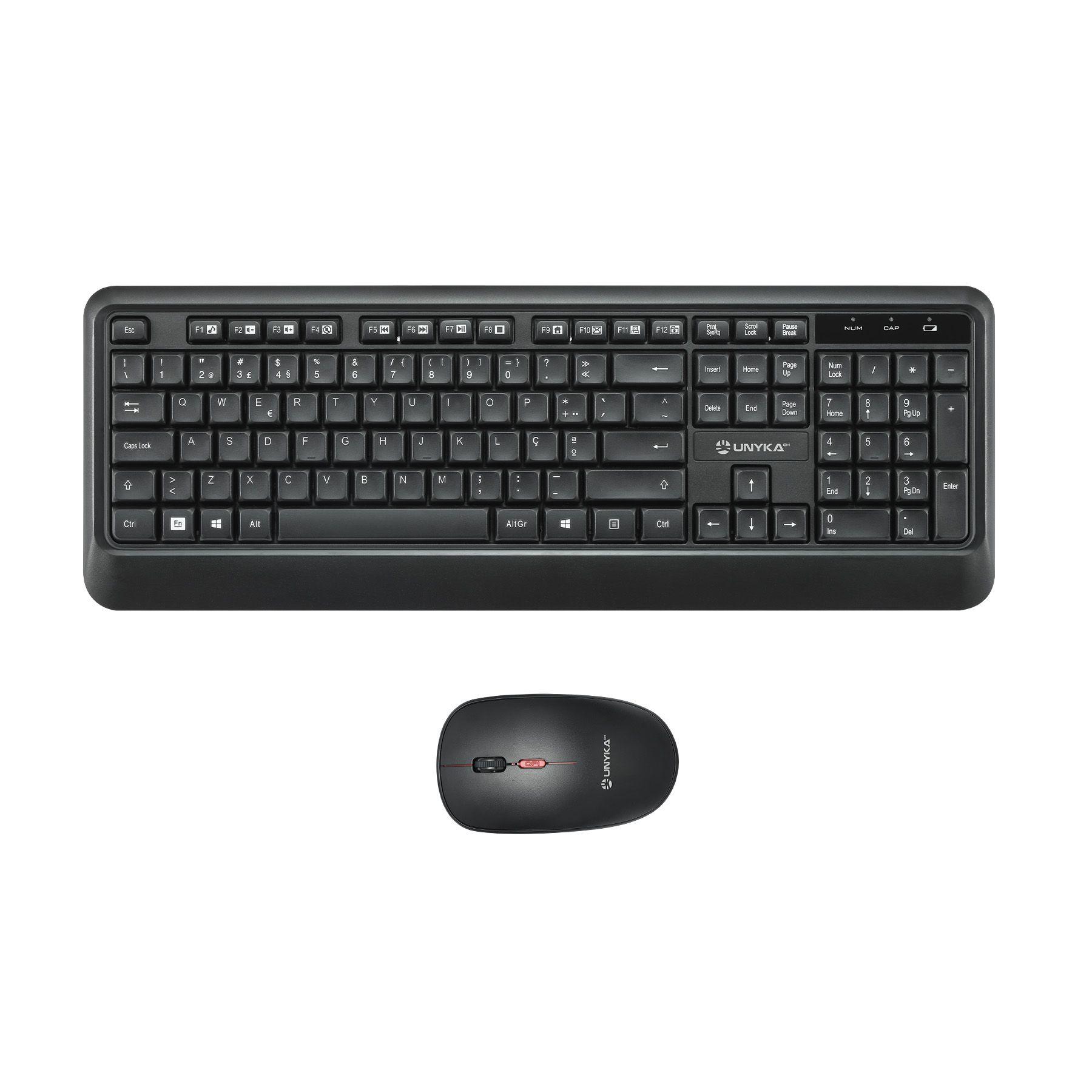 Conjunto Teclado e Rato UNYKACH UK39 (Português - Membrana - Tamanho completo - Preto)