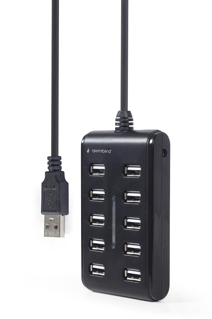 Hub USB GEMBIRD UHB-U2P10P-01 (0,8 m - USB 2.0 Type-A - USB 1.1 - Preto)