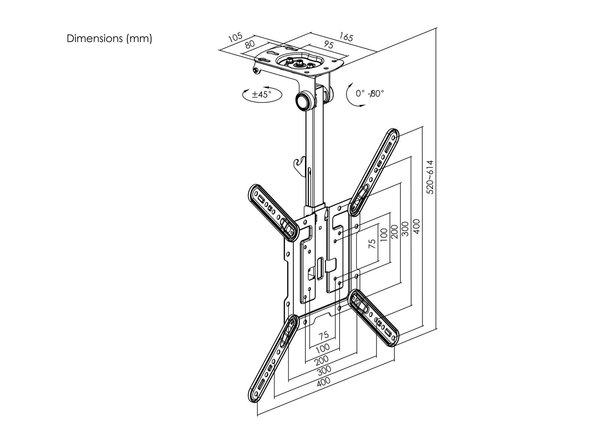 Suporte de Teto para TV EQUIP 650375 (23"-55" - Até 20 kg - Preto), miniatura 5