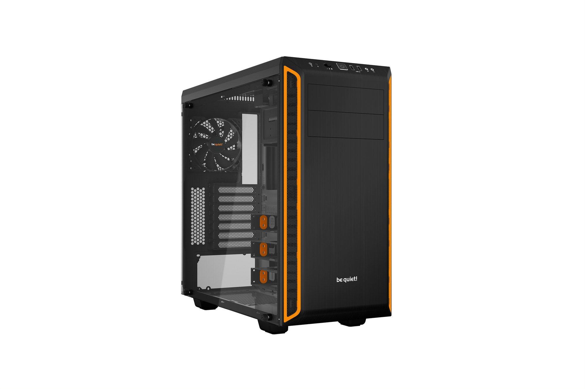 Caixa de Computador ATX BE QUIET! PURE BASE 600 (ATX, Micro ATX, Mini-ITX - Midi Tower - 165 mm - Preto/Laranja)