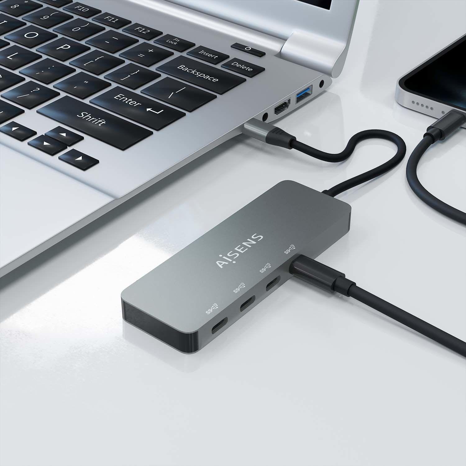 Hub USB-C AISENS A109-0695 (0,15 m - Cinzento), miniatura 5