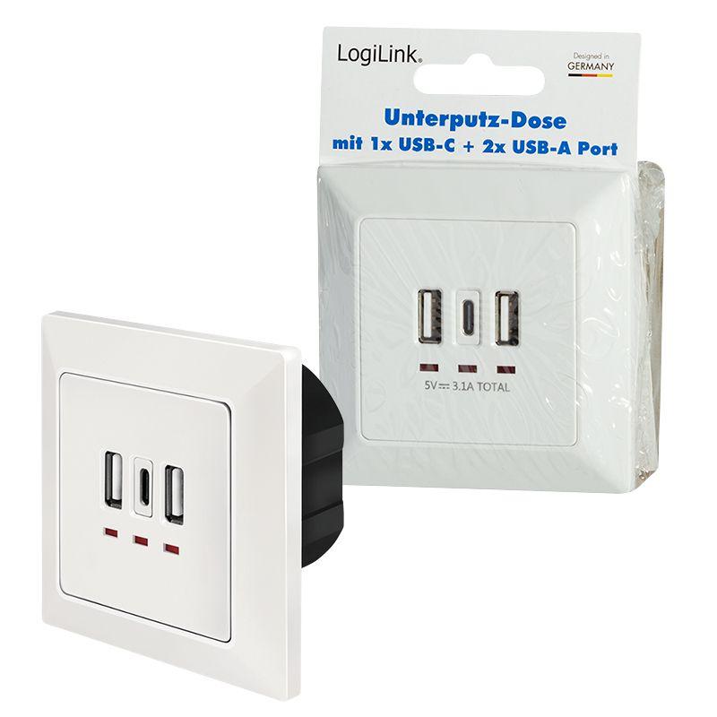 Tomada de Parede USB de Encastre LOGILINK PA0254 (Branco), miniatura 8