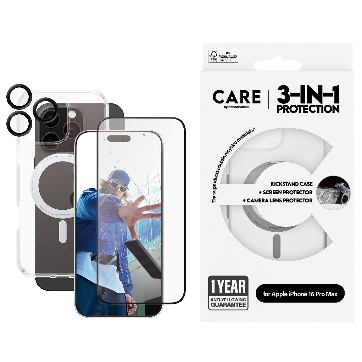 Kit de Proteção de Ecrã PANZERGLASS CARE 3-in-1 Ceramic iPhone 16 Pro Max (Apple - Transparente), miniatura 2