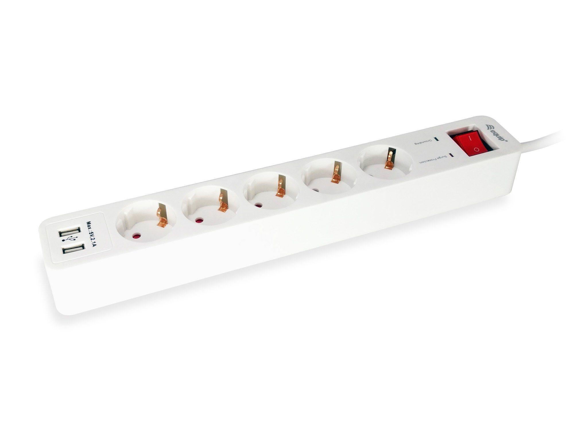 Bloco de Tomadas EQUIP 245554 (1,8 m - Tipo F - Branco)
