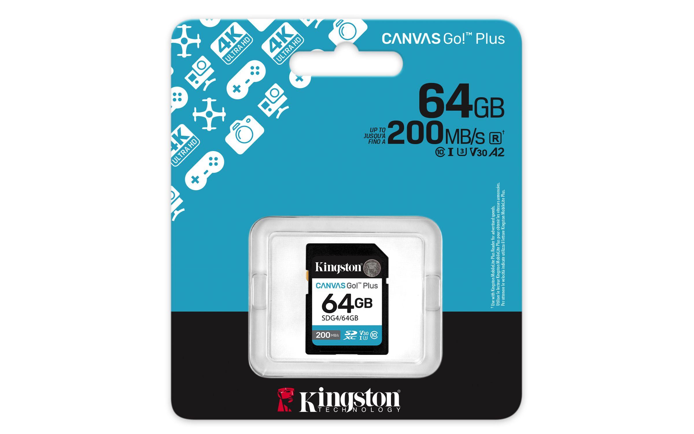 Cartão de Memória KINGSTON Canvas Go! Plus SDG4/64GB (64GB - Classe 10 - 200 MB/s - Preto), miniatura 3