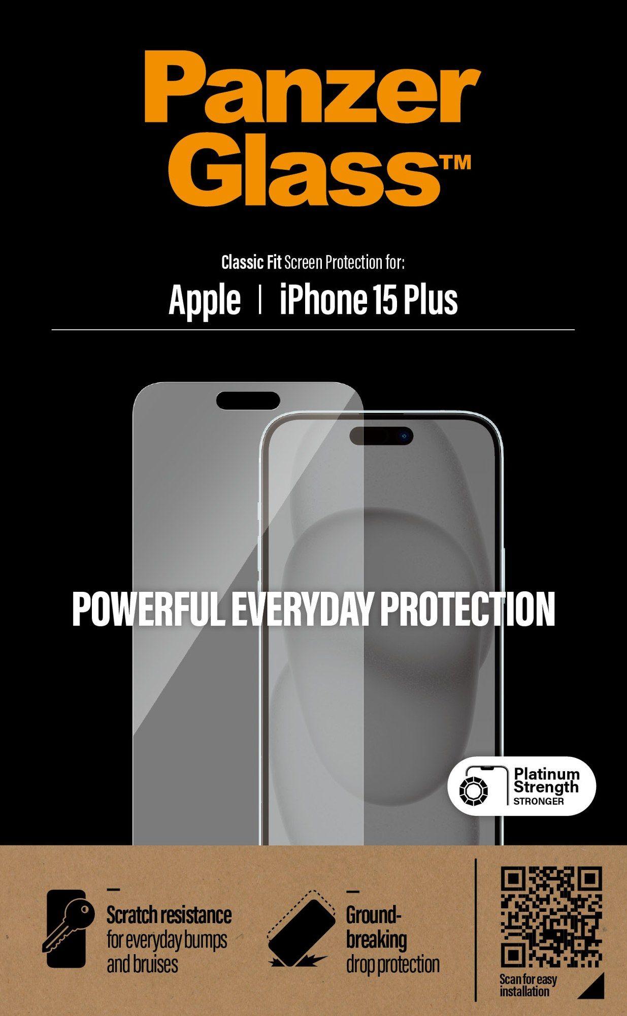 Protetor de Ecrã PANZERGLASS Classic Fit para iPhone 15 Plus (Apple - Transparente) — miniatura 5