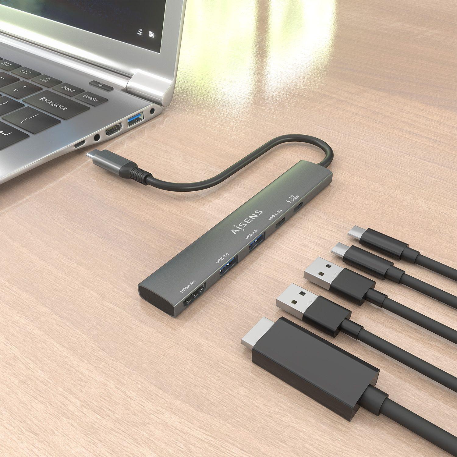 Dock USB-C AISENS ASUC-5P022-GR (0,15 m - Cinzento), miniatura 5
