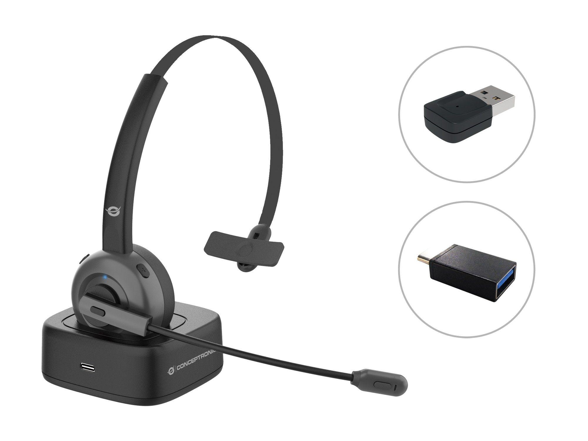 Headset Mono CONCEPTRONIC POLONA03BDA (Monofónico - Sem fios - Supra-aural - Preto)
