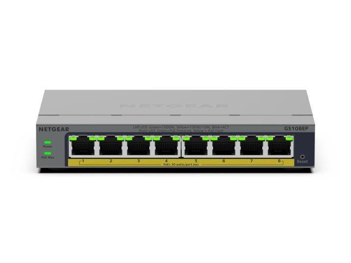 Switch Gerido NETGEAR GS108EP (Gigabit Ethernet - 1,5 MB - 16 Gbit/s - Cinzento) — miniatura 2