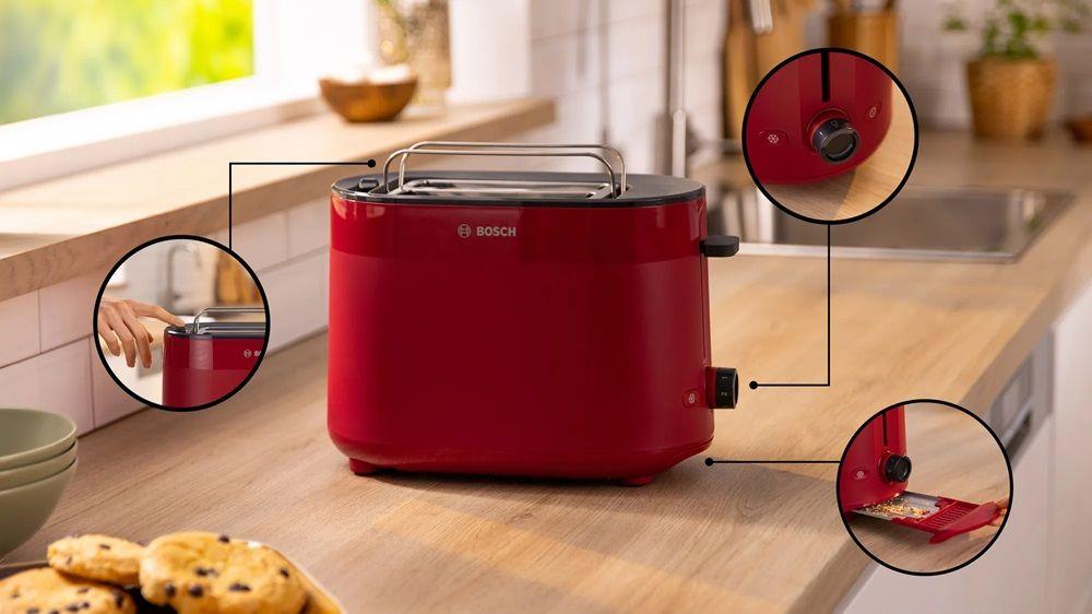 Torradeira BOSCH TAT2M124 MyMoment (950 W - 2 fatias - Plástico - Vermelho), miniatura 4