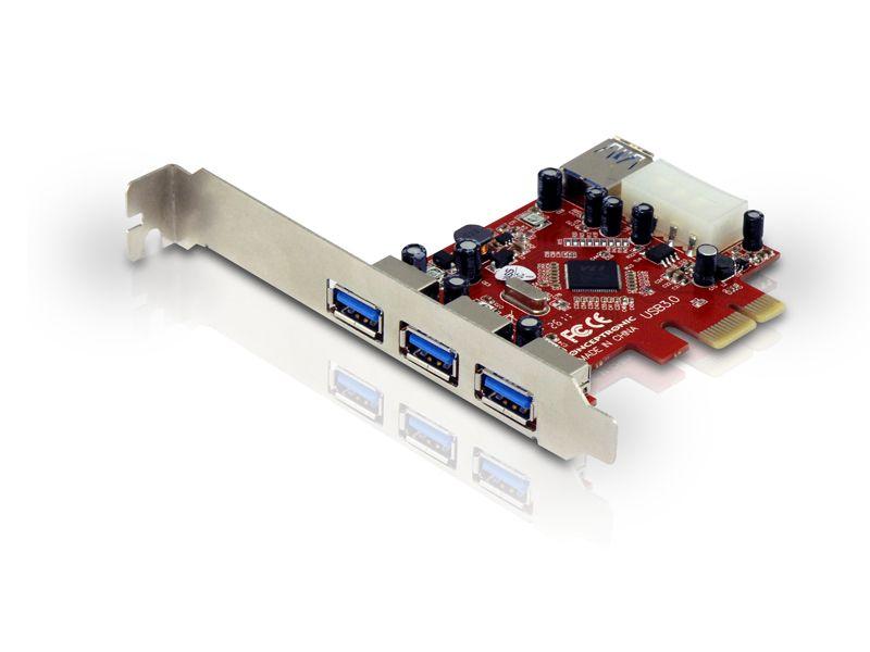 Placa de Expansão PCIe CONCEPTRONIC C4USB3EXI (Vermelho e Prateado)