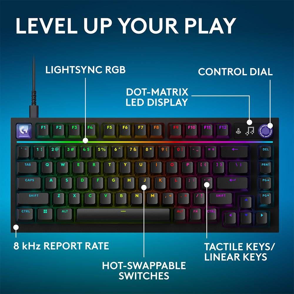 Teclado LOGITECH G316 X 75 (US - Substituíveis a quente - 75% - Preto), miniatura 3