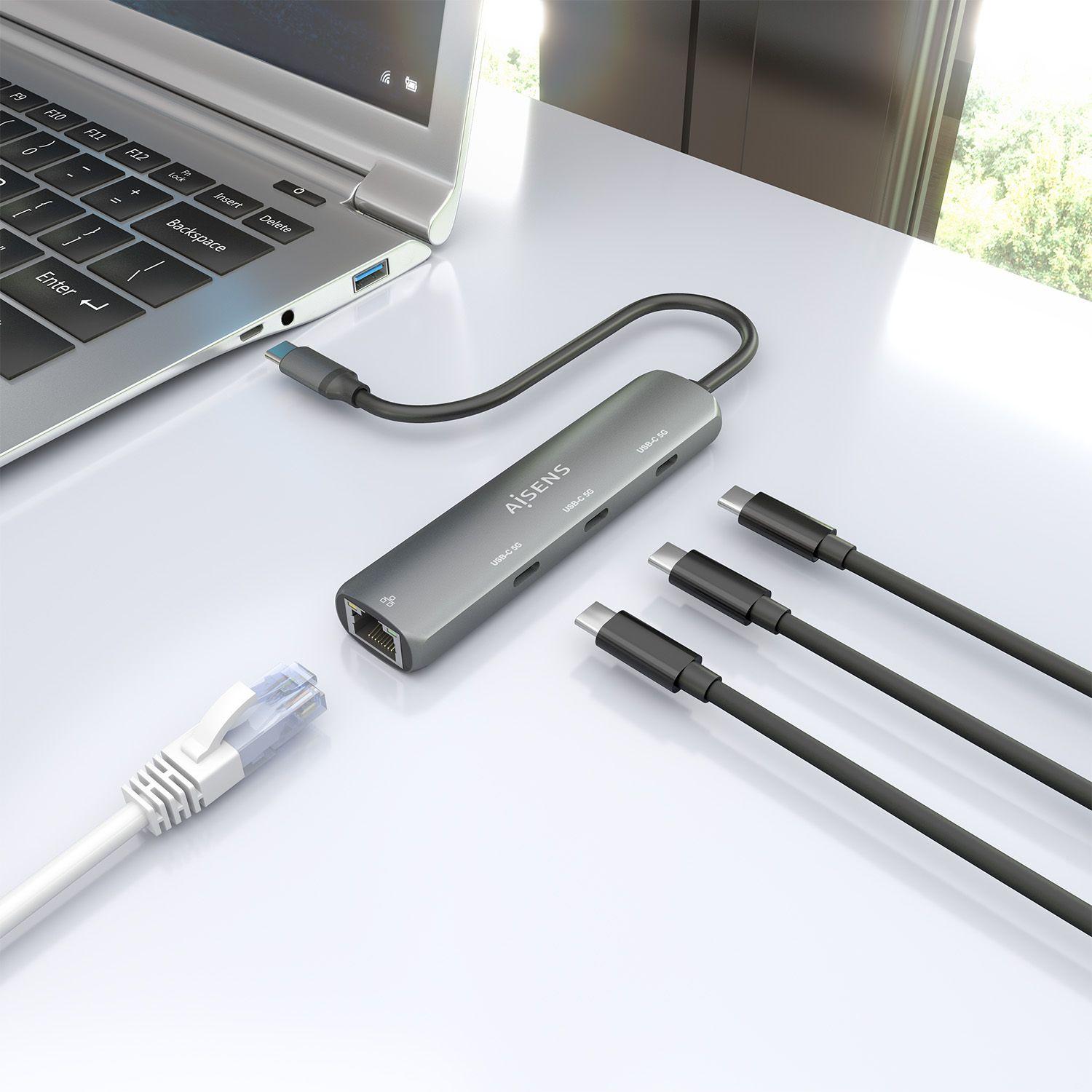 Dock USB-C AISENS ASUC-4P041-GR (0,15 m - Cinzento), miniatura 6
