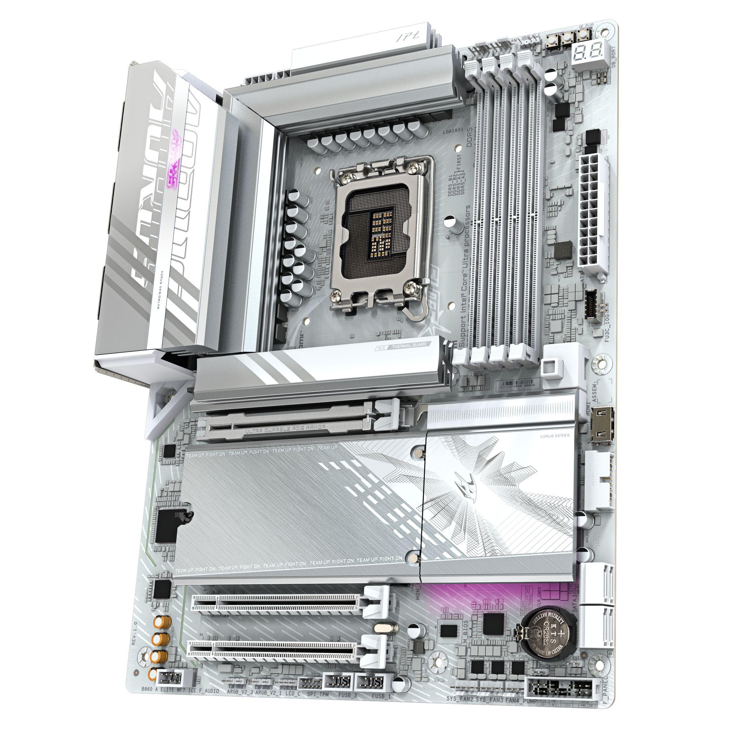 Motherboard GIGABYTE B860 AORUS ELITE WIFI7 ICE (LGA 1851 (Socket V1) - ATX - Duplo canal - Branco) — miniatura 4