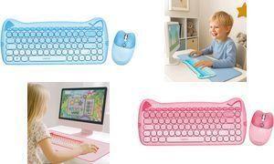 Teclado e Rato LOGILINK Kinder Desktop Set KITTY (DE - USB - Sem fios 2,4 GHz - Azul)