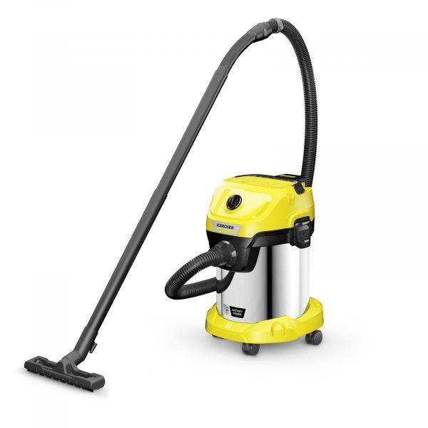 Aspirador de Tambor KÄRCHER WD 3-18 S Battery Set V-17/20 (Altura 48,8 cm - 20 min - 5 Ah - Aço inoxidável e Amarelo)