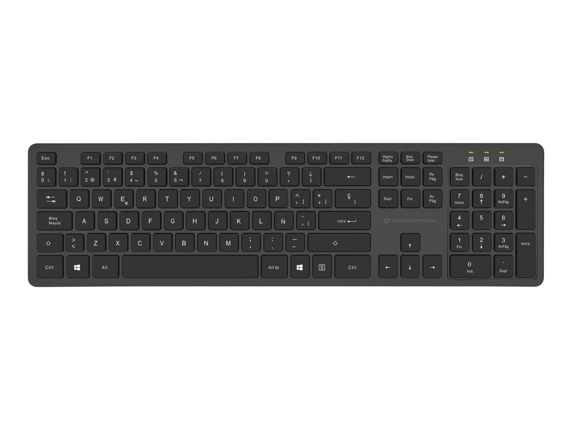 Teclado e Rato CONCEPTRONIC ORAZIO01ES (Espanhol - Tamanho completo - RF Wireless - Preto), miniatura 5
