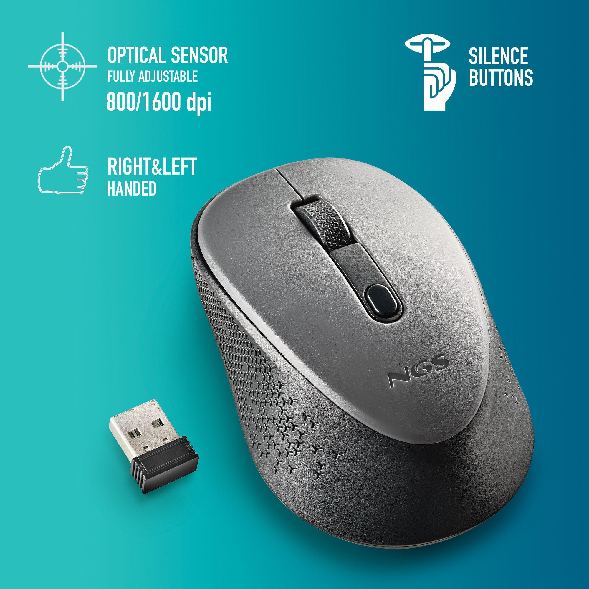 Rato NGS Dew (Ambidestro - 1600 DPI - Ótico - Cinzento) — miniatura 6