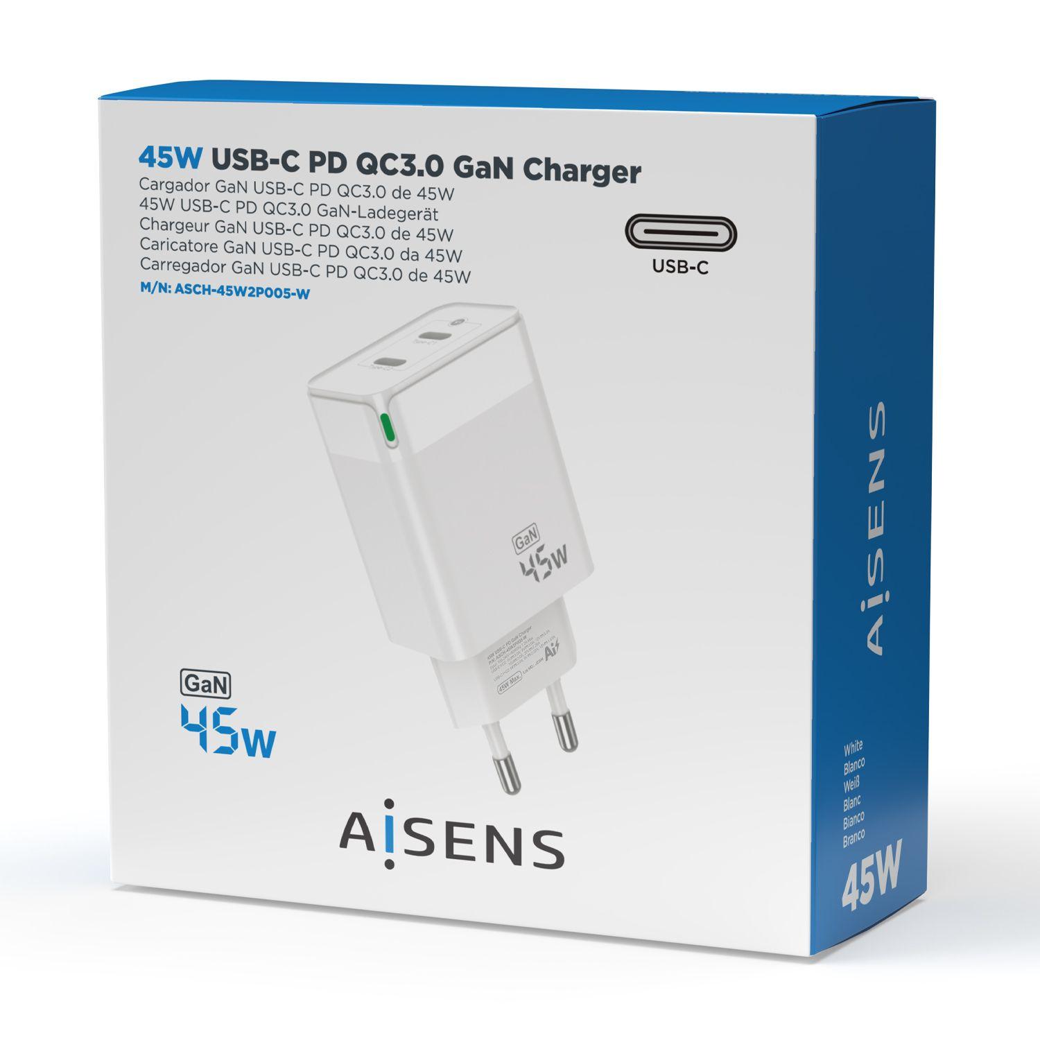Carregador de Parede AISENS ASCH-45W2P005-W (45 W - Branco), miniatura 4