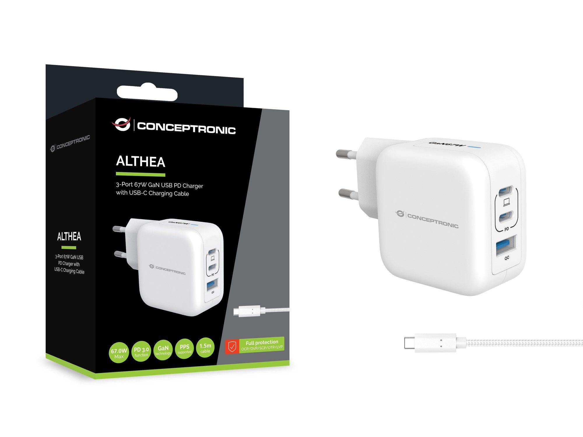 Carregador de Parede CONCEPTRONIC ALTHEA17W (67 W - Branco), miniatura 3