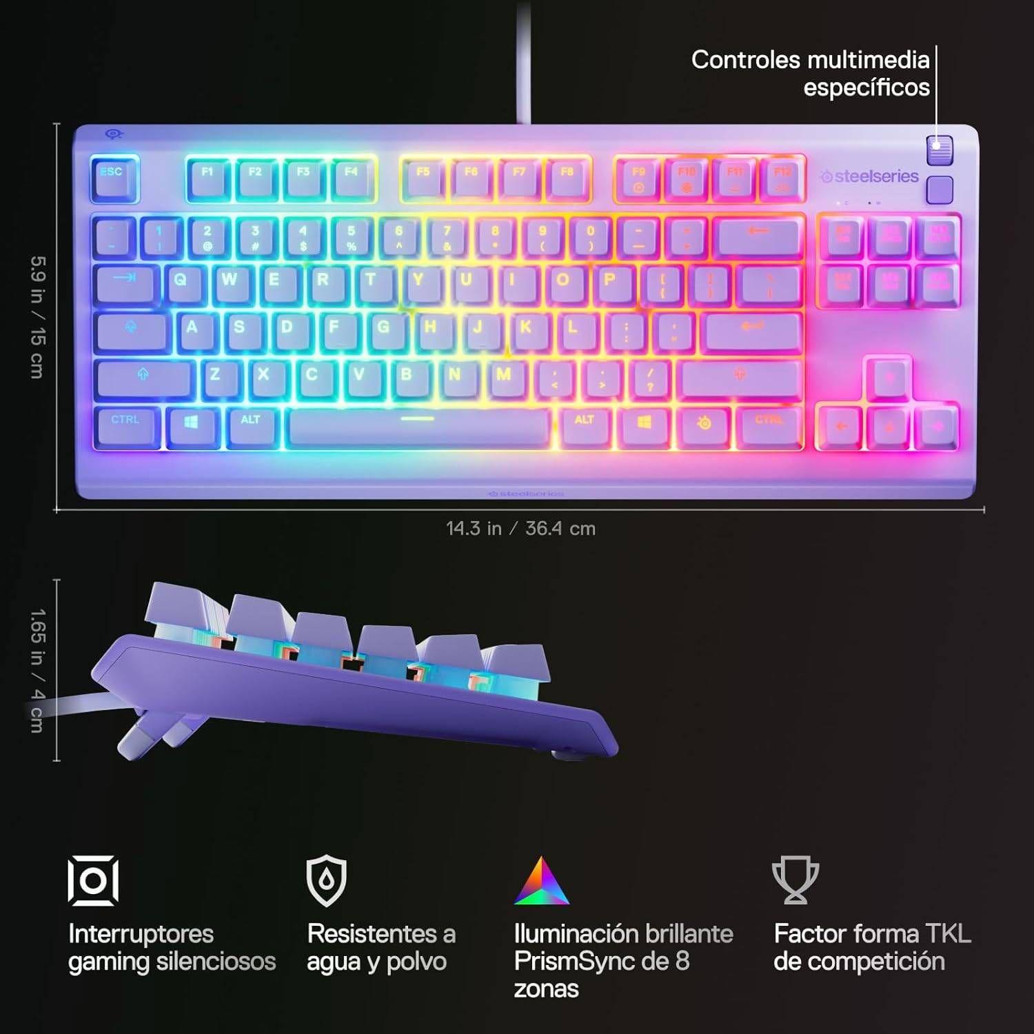 Teclado STEELSERIES Apex 3 TKL - US (US - Membrana - USB - Lavanda) — miniatura 5