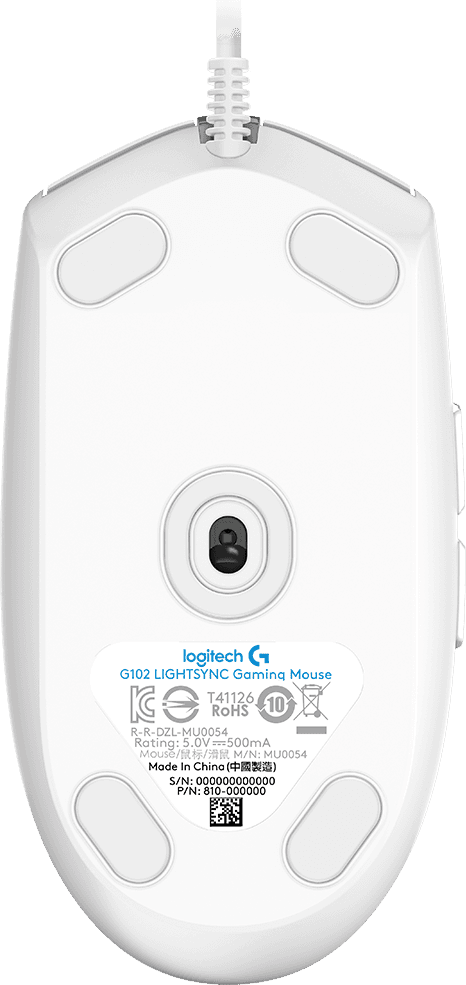 Rato LOGITECH G102 LIGHTSYNC (Mão direita - 8000 DPI - Ótico - Branco)