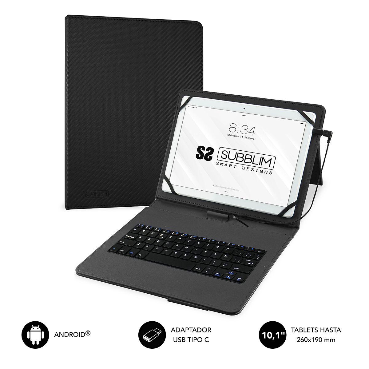 Capa com Teclado SUBBLIM KeyTab Pro USB (Android - 10,1" - Espanhol - Preto)