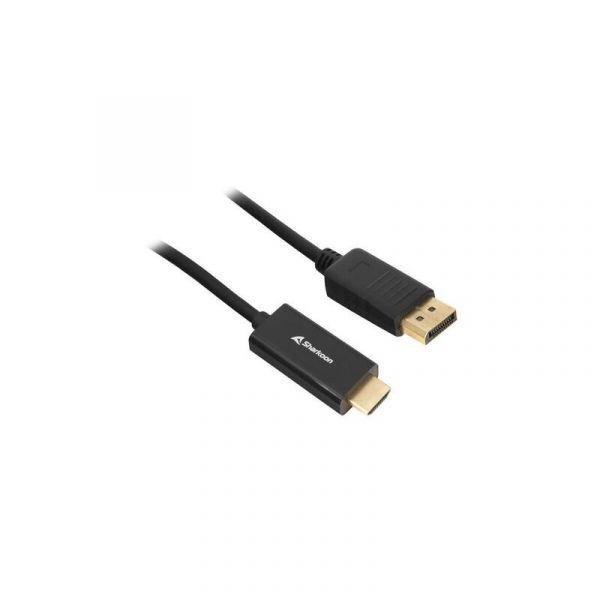 Cabo Adaptador DisplayPort para HDMI SHARKOON (2 m - DisplayPort 1.2 - Preto)